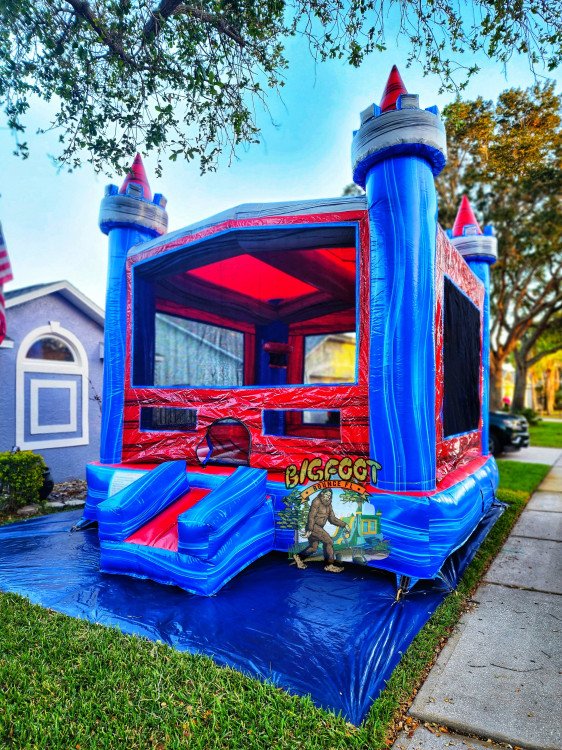 13' x 13' Bounce House (Red, Grey & Blue)